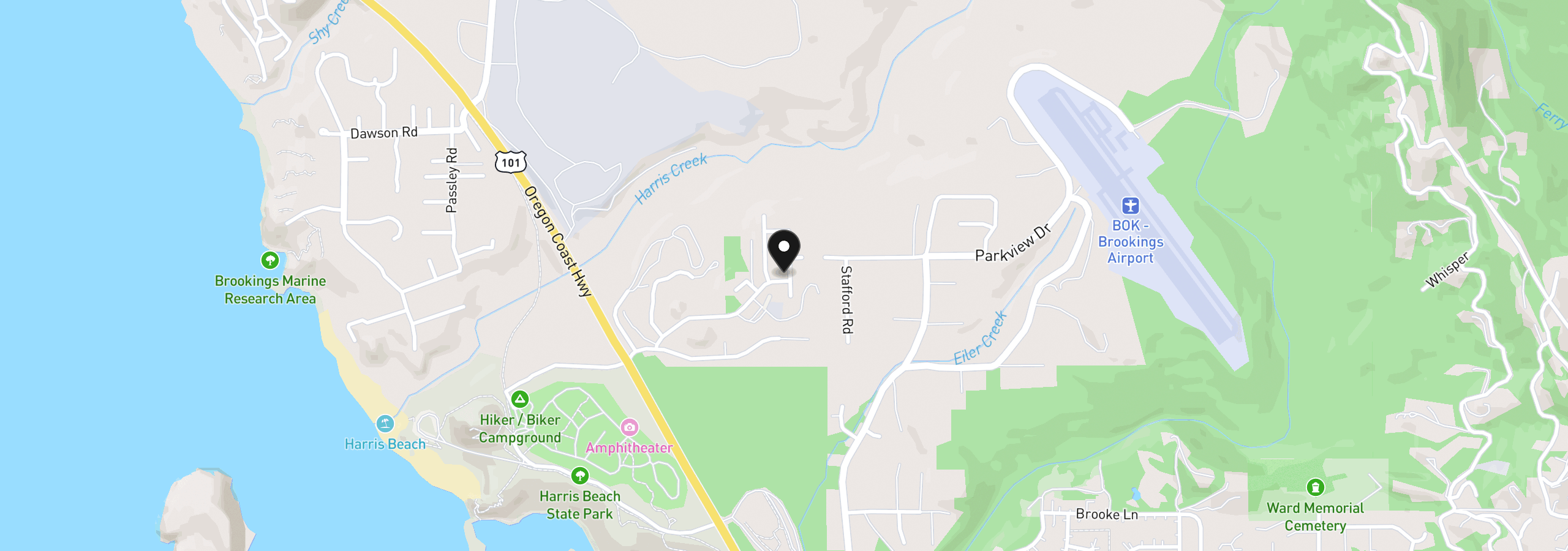 Map showing the location of 1216 Lighthouse Ln, Brookings, OR 97415