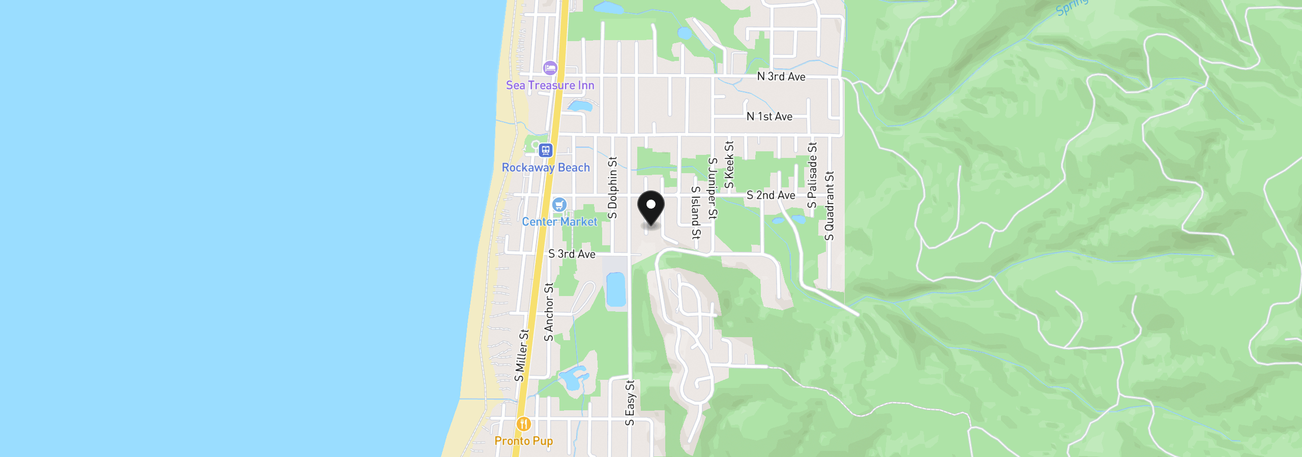 Map showing the location of 254 S Falcon St, Rockaway Beach, OR 97136