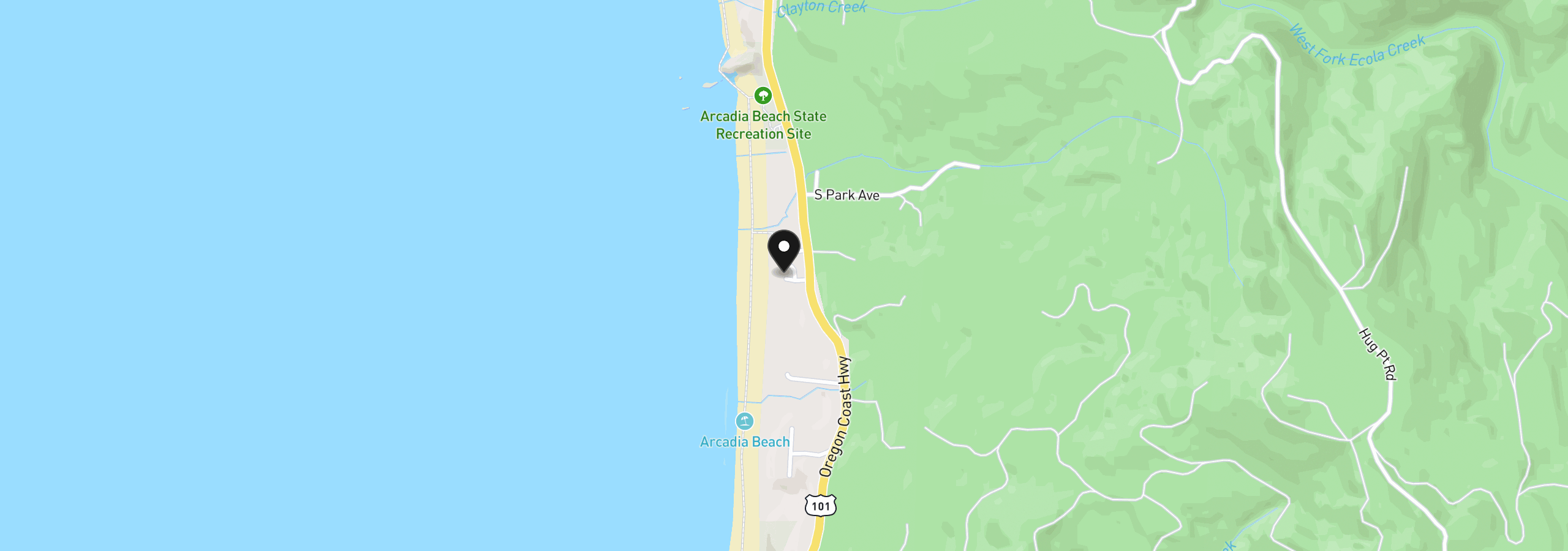 Map showing the location of 80622 Hwy 101, Cannon Beach, OR 97110