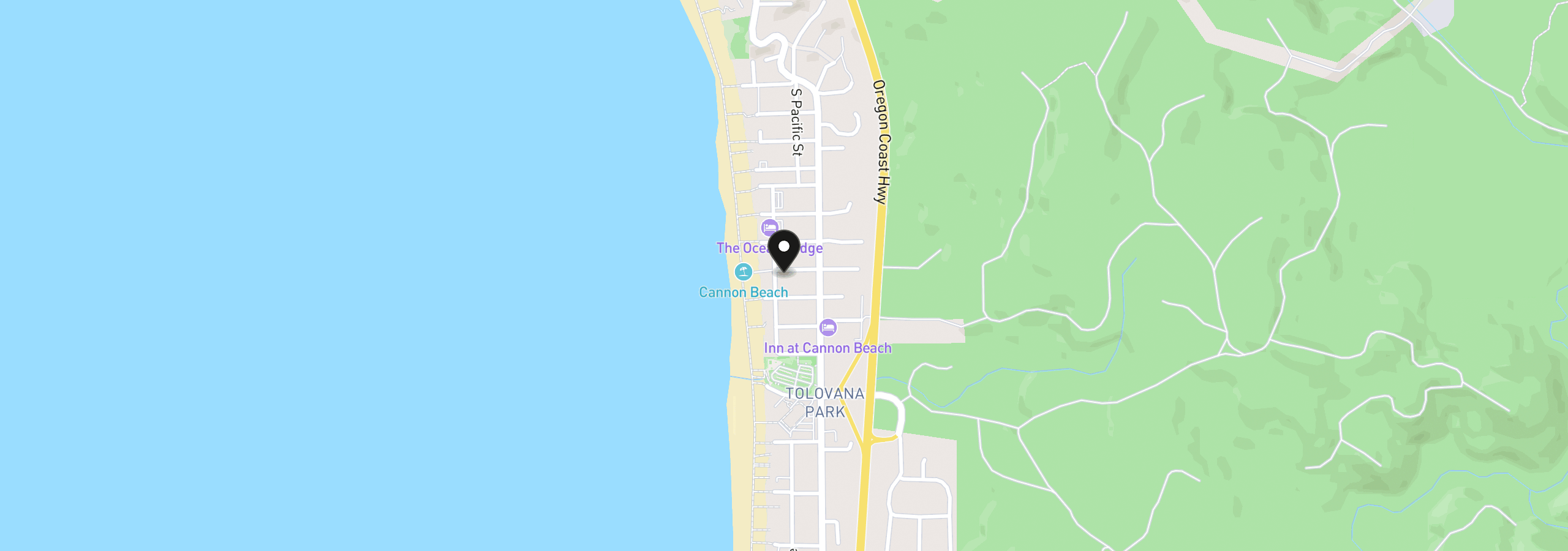 Map showing the location of 179 W Susitna St, Cannon Beach, OR 97110
