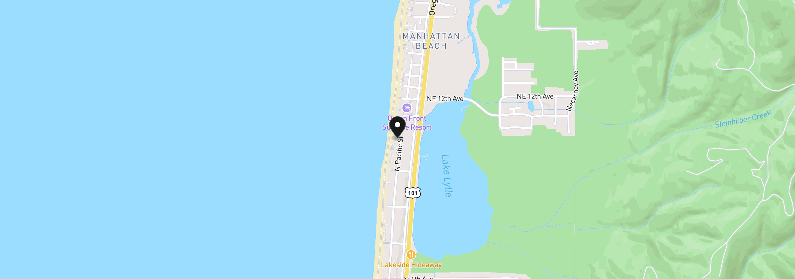 Map showing the location of 955 N Pacific, Rockaway Beach, OR 97136
