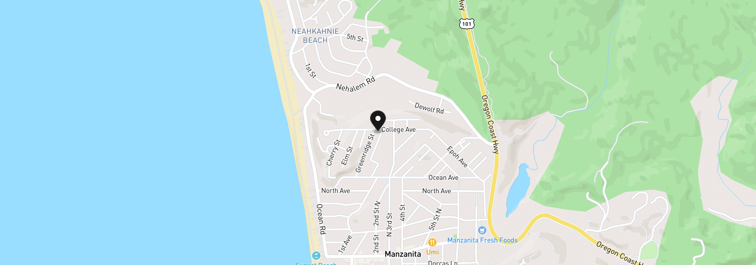 Map showing the location of College, Manzanita, OR 97130