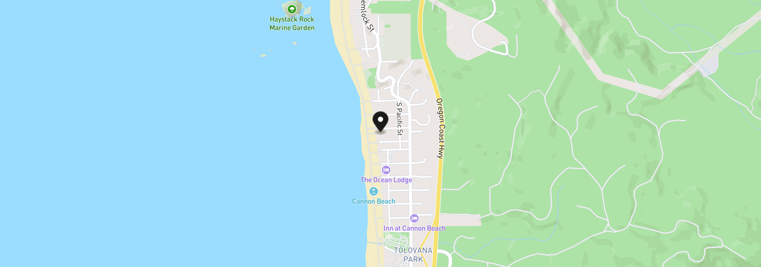 Map showing the location of 285 W Tanana Ave, Cannon Beach, OR 97110