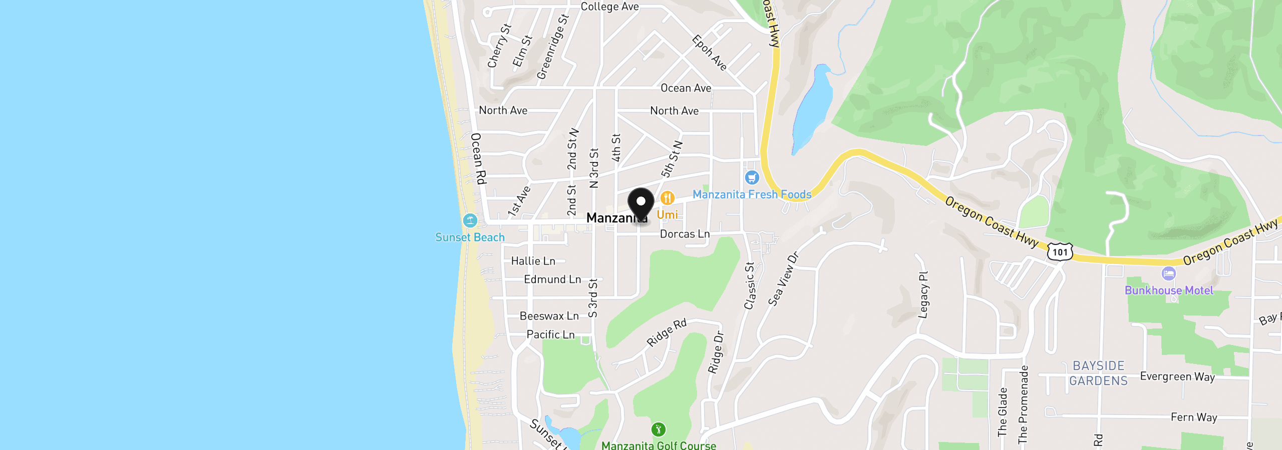 Map showing the location of 453 Dorcas Ln 3, Manzanita, OR 97130