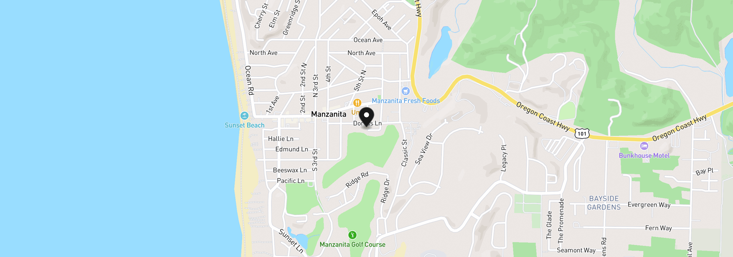 Map showing the location of 556 Dorcas Ln, Manzanita, OR 97130