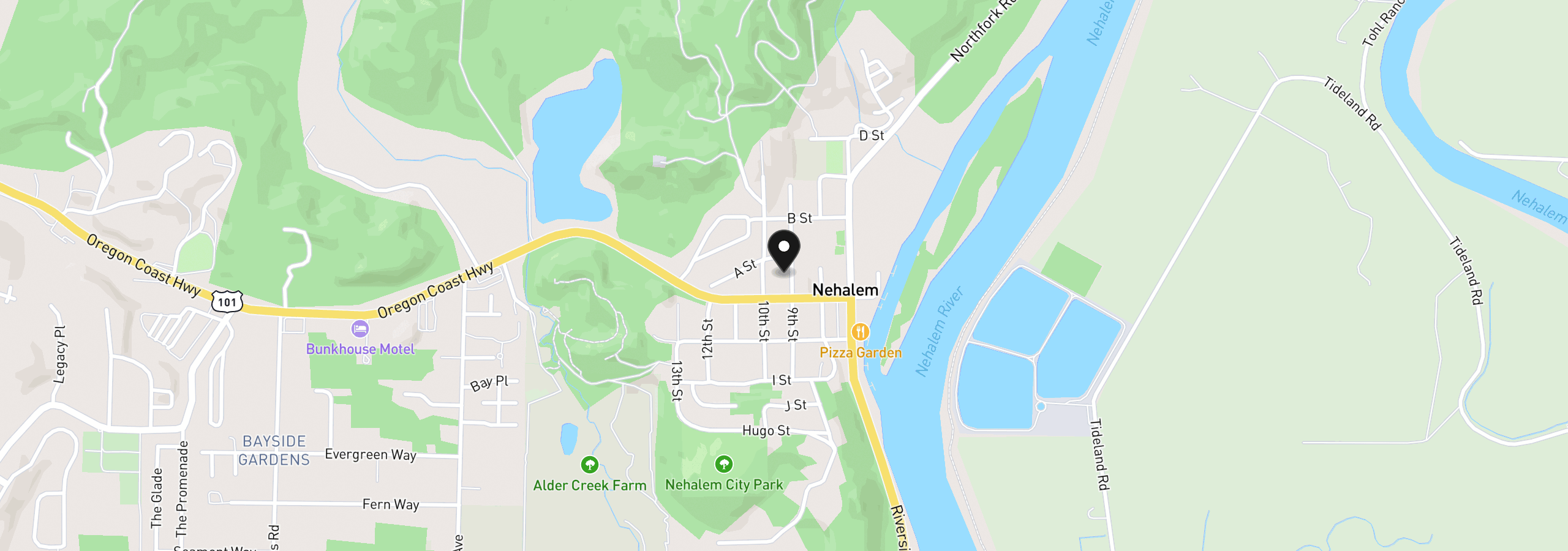 Map showing the location of 36070 9th St, Nehalem, OR 97131