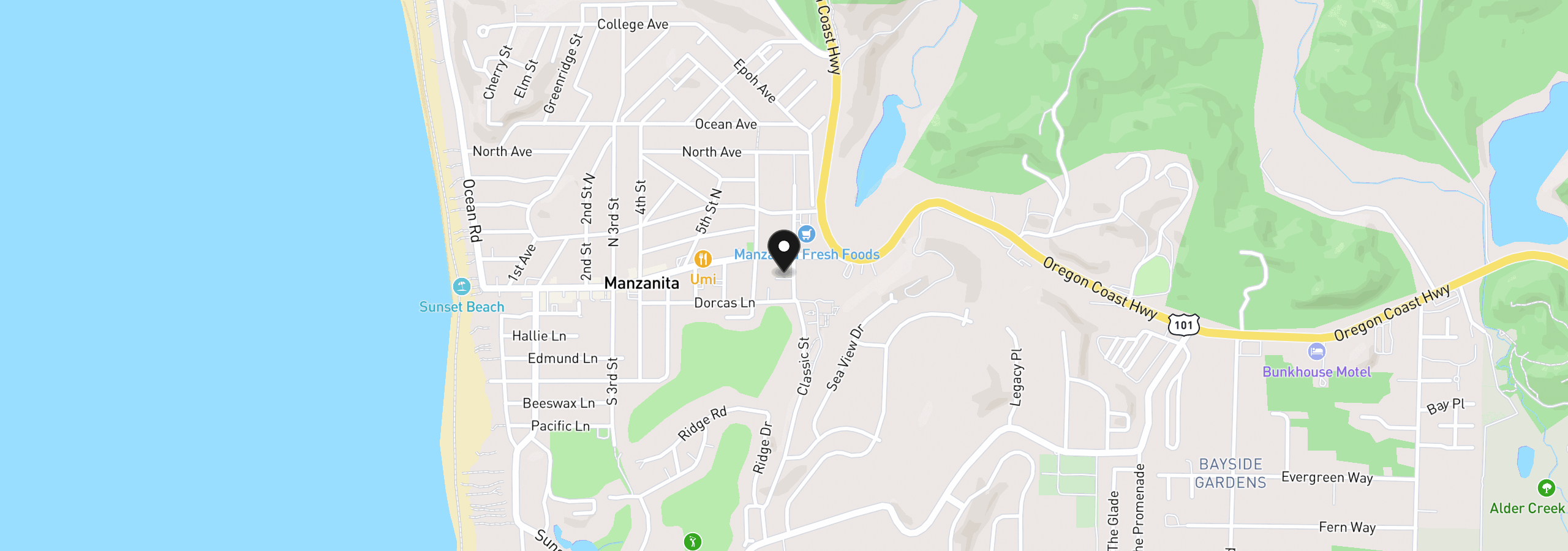 Map showing the location of 131 Classic St, Manzanita, OR 97130