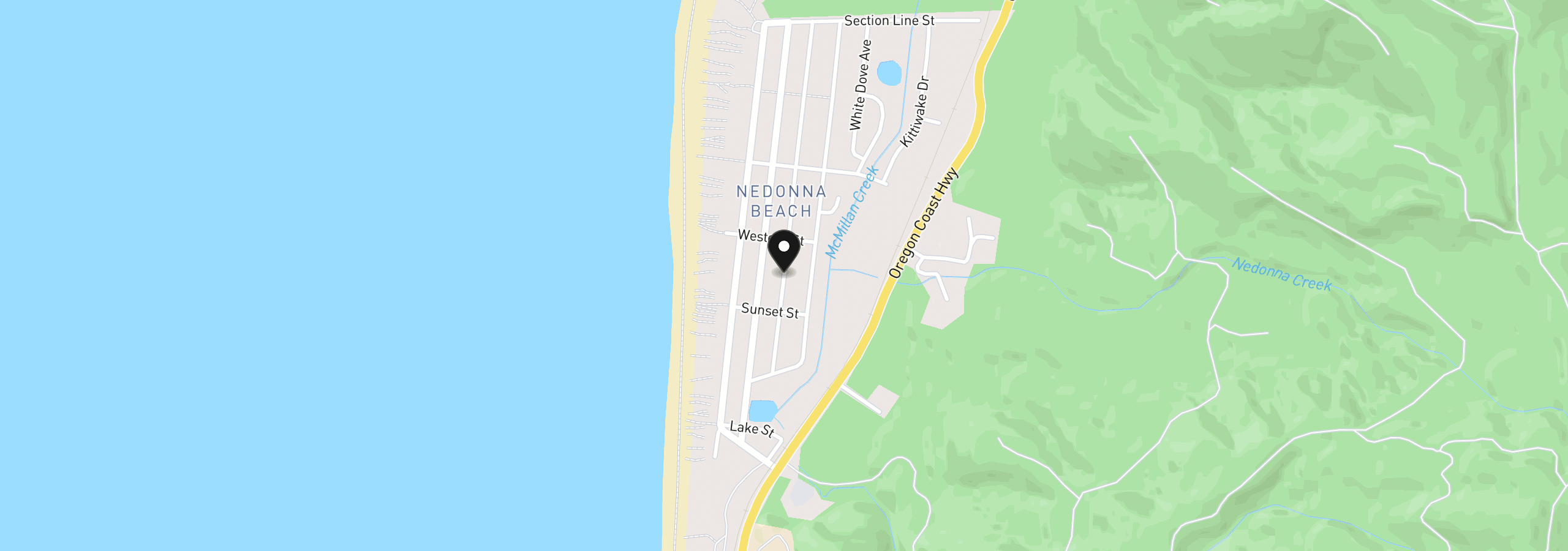 Map showing the location of Geneva Ave, Rockaway Beach, OR 97136
