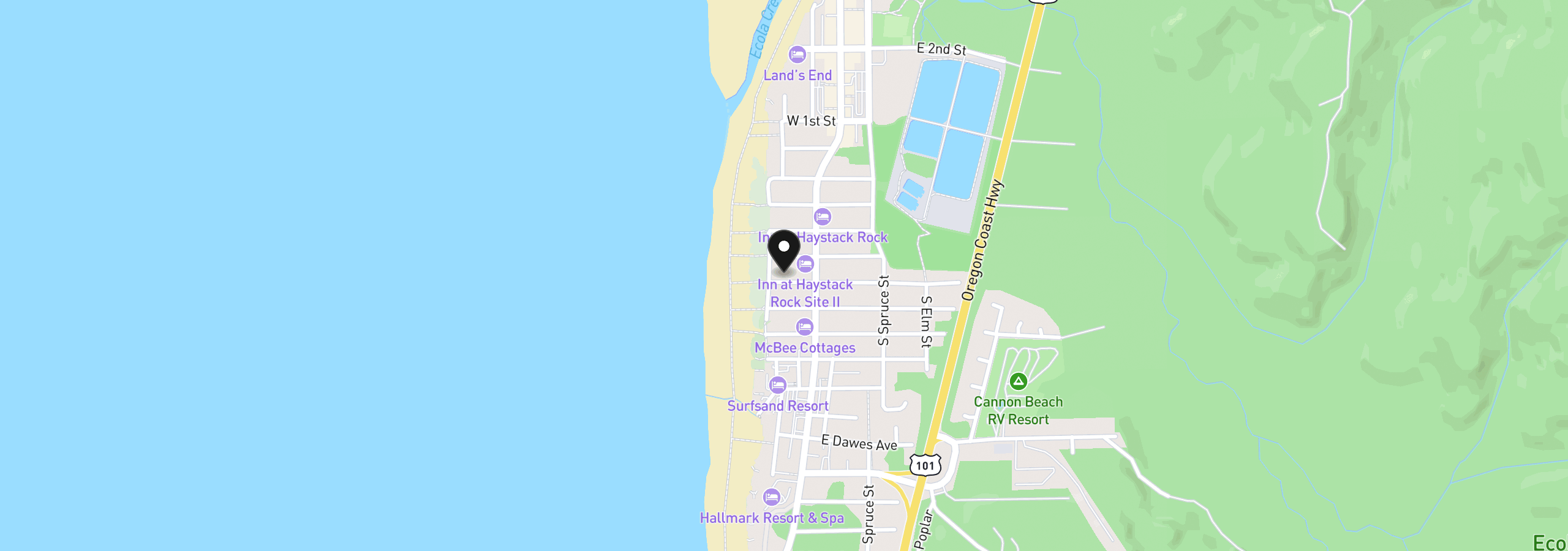 Map showing the location of 188 W Monroe St, Cannon Beach, OR 97110