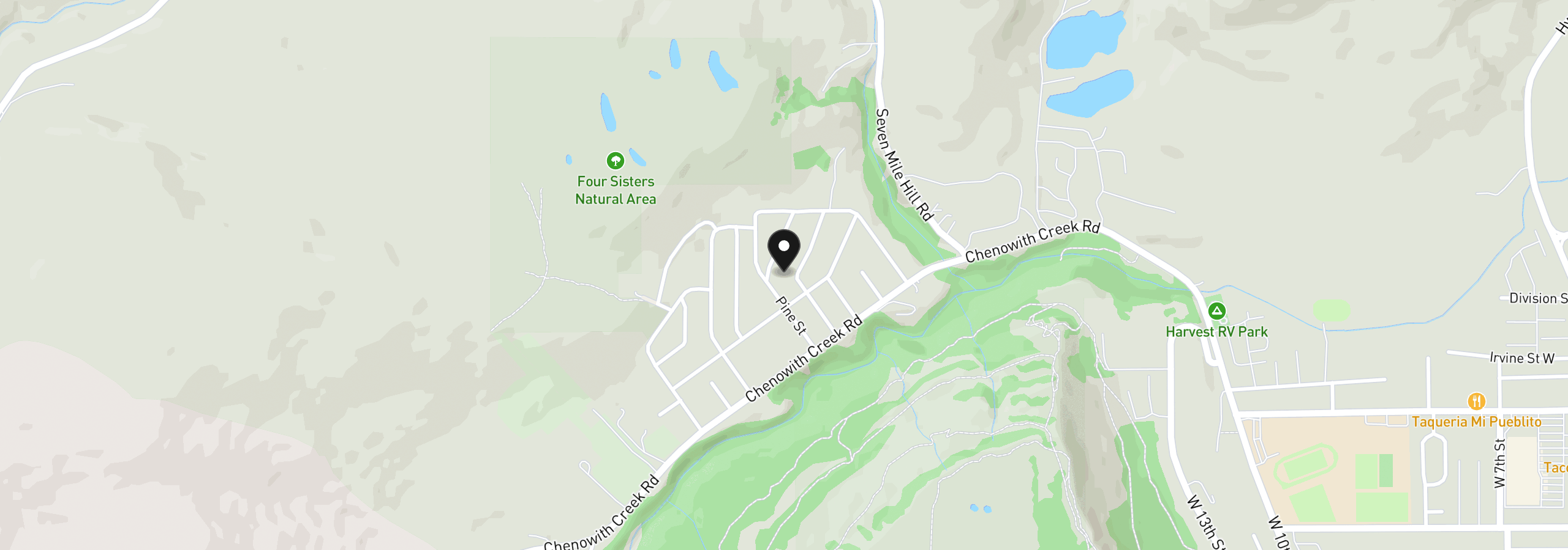 Map showing the location of 1122 Oak St, The Dalles, OR 97058
