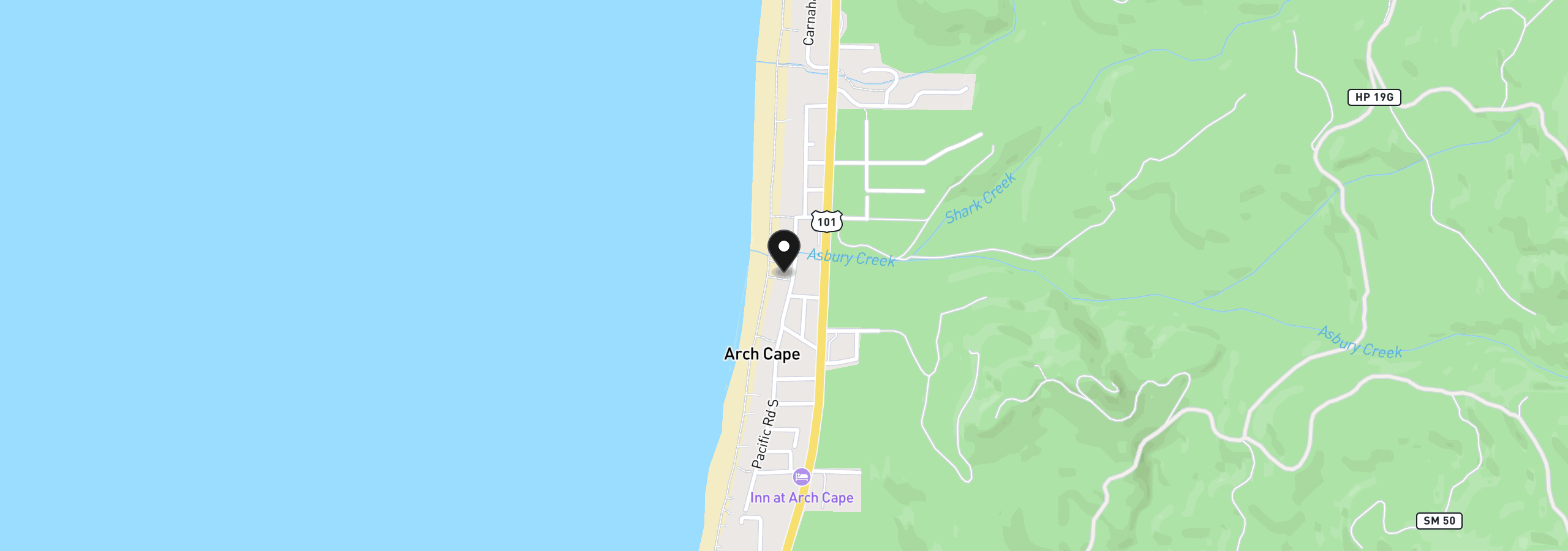 Map showing the location of 80192 Pacific Rd, Arch Cape, OR 97102
