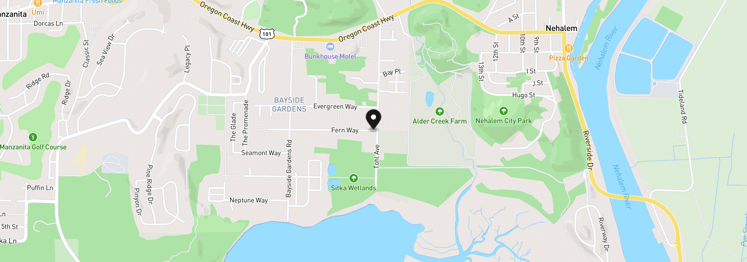 Map showing the location of 11495 Fern Way, Nehalem, OR 97131