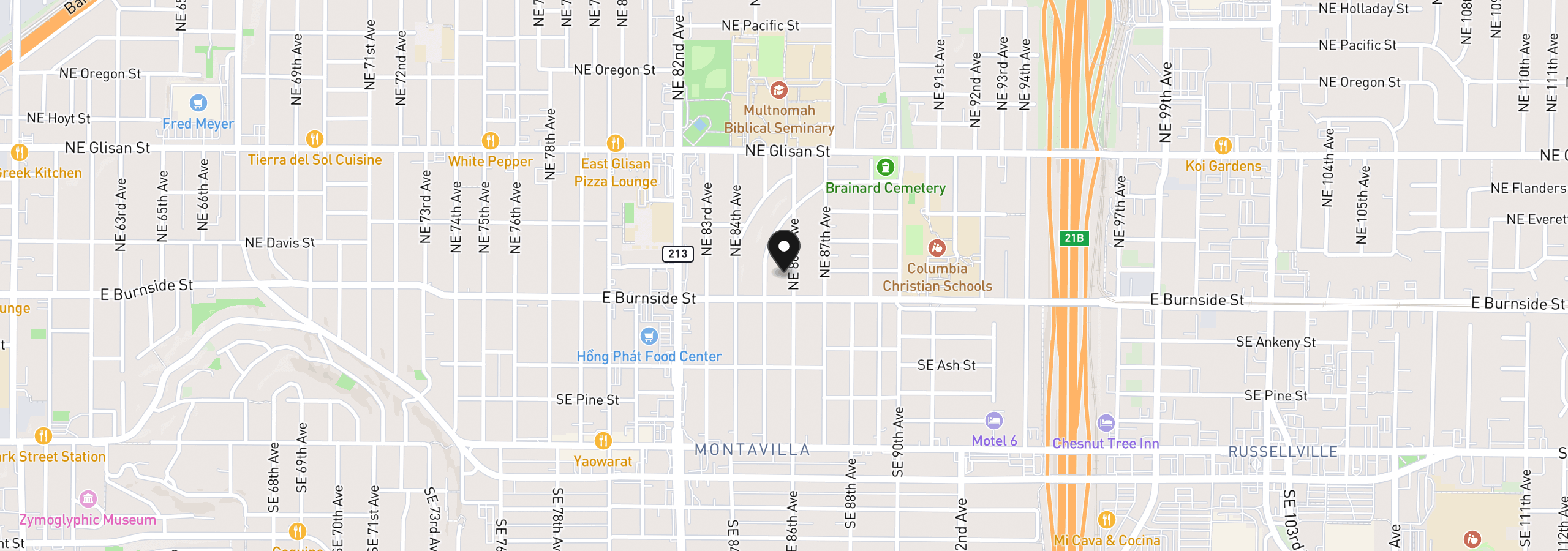 Map showing the location of 35 NE 86th Ave, Portland, OR 97220