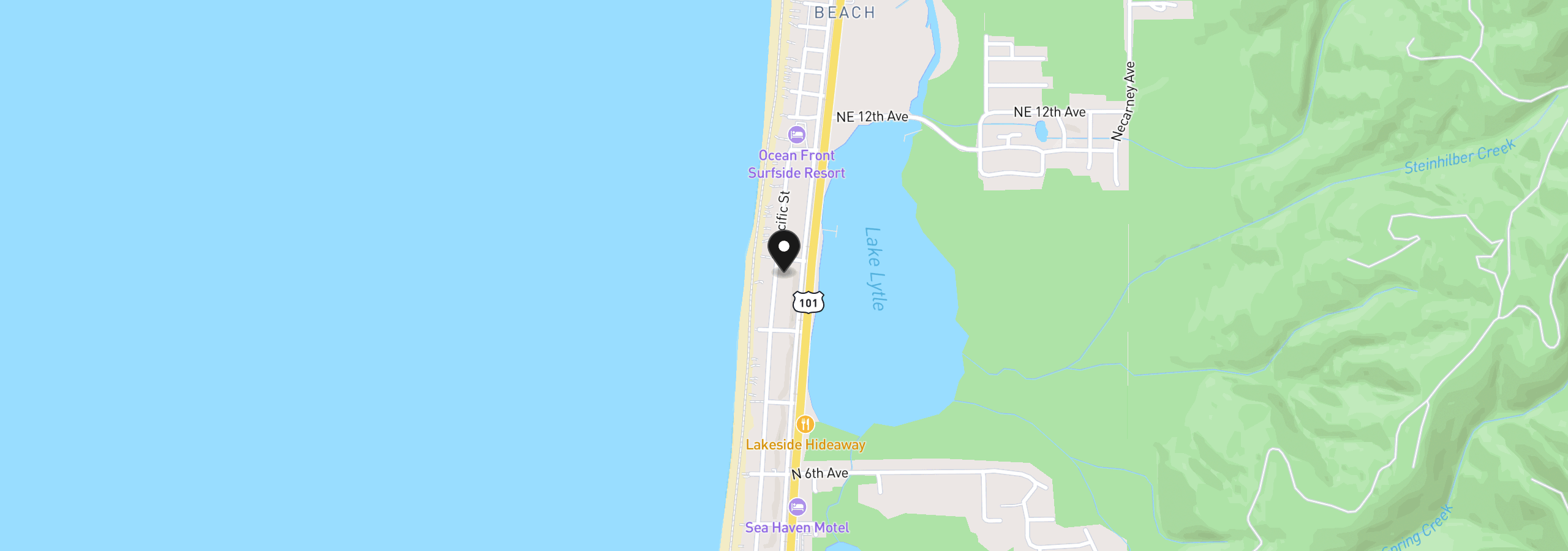 Map showing the location of 872 Pacific St, Rockaway Beach, OR 97136