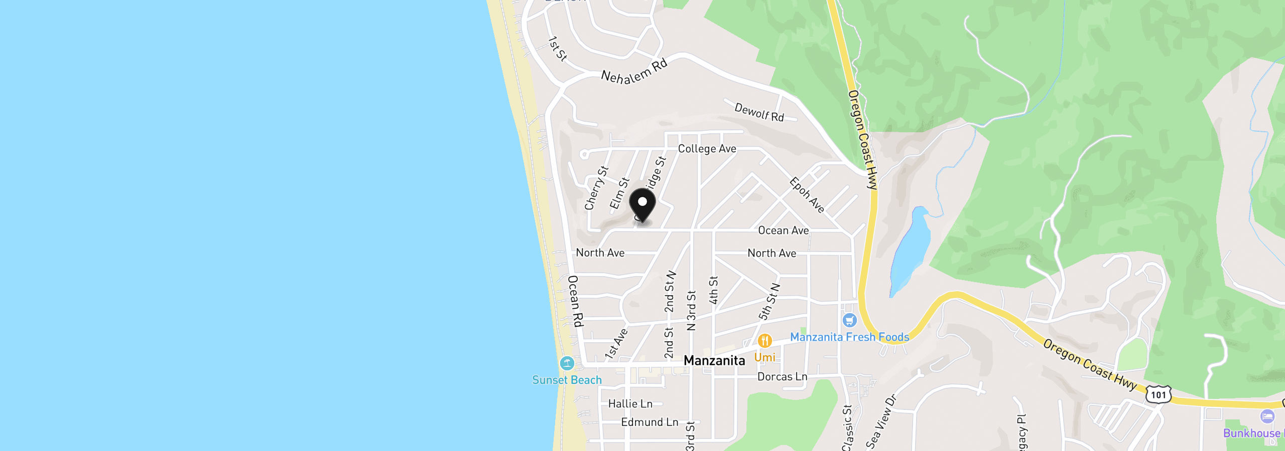 Map showing the location of 738 Greenridge St, Manzanita, OR 97130