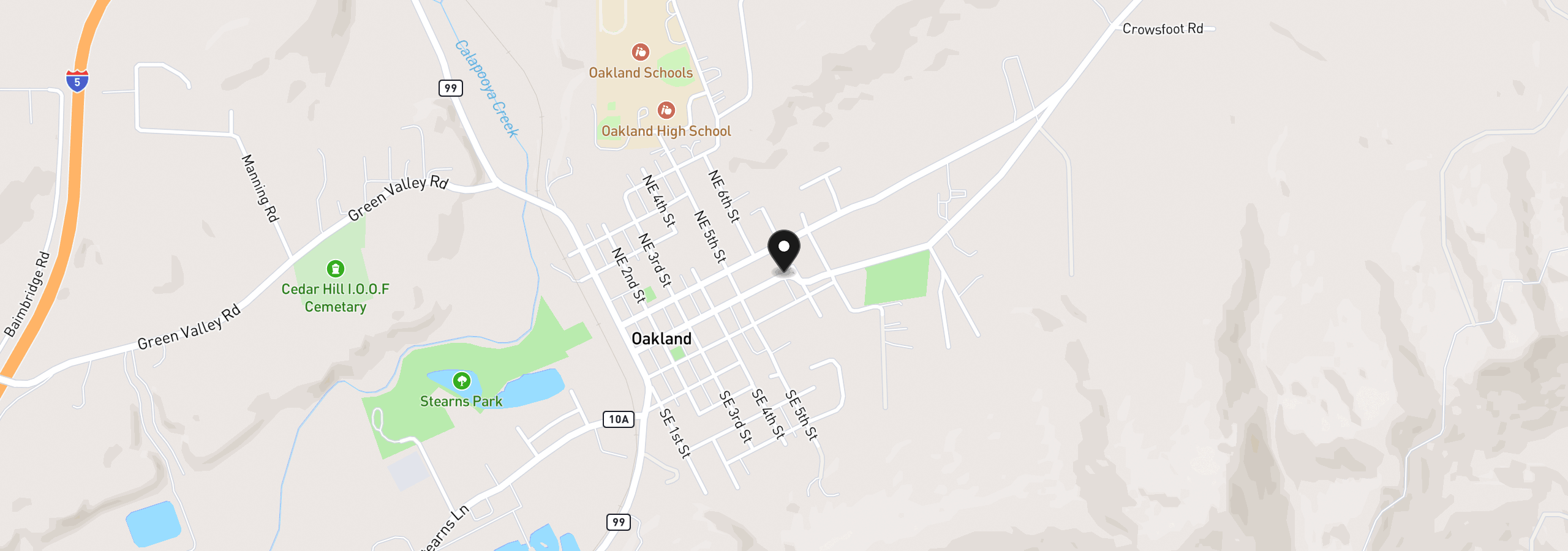 Map showing the location of 729 NE Locust St, Oakland, OR 97462