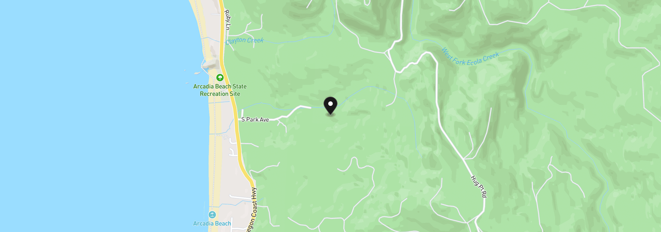 Map showing the location of Shannon Ln, Cannon Beach, OR 97110