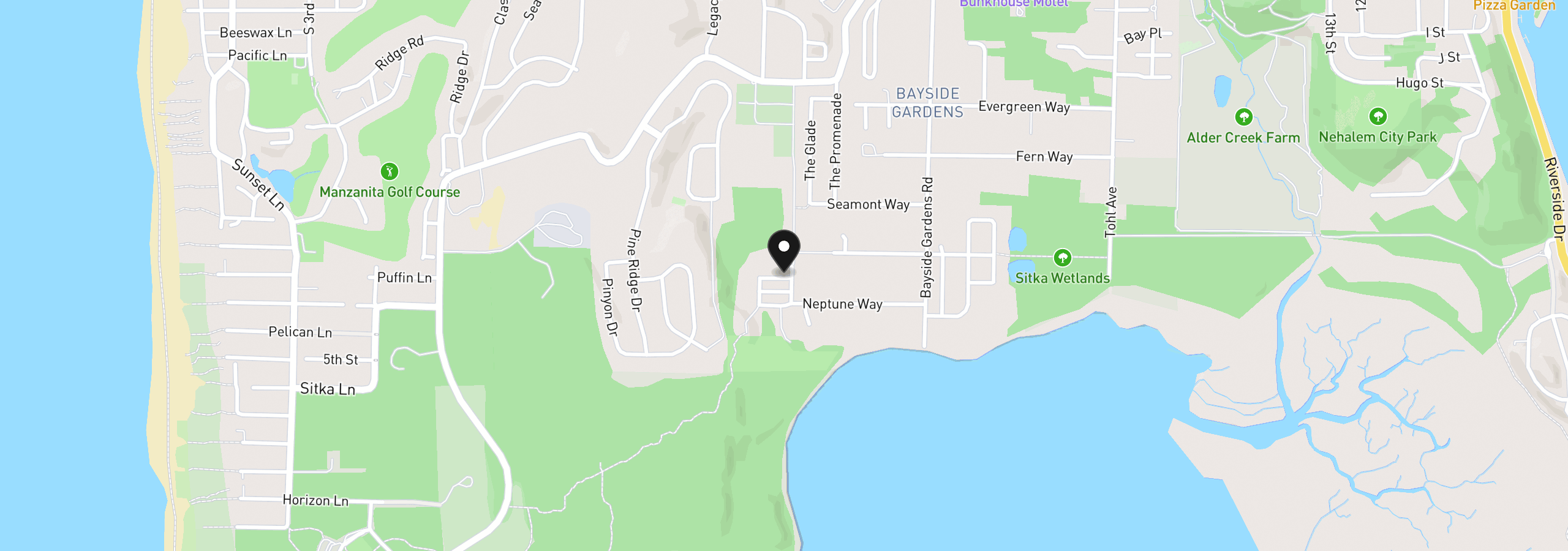 Map showing the location of 10590 Meadow Lark Ln, Nehalem, OR 97131