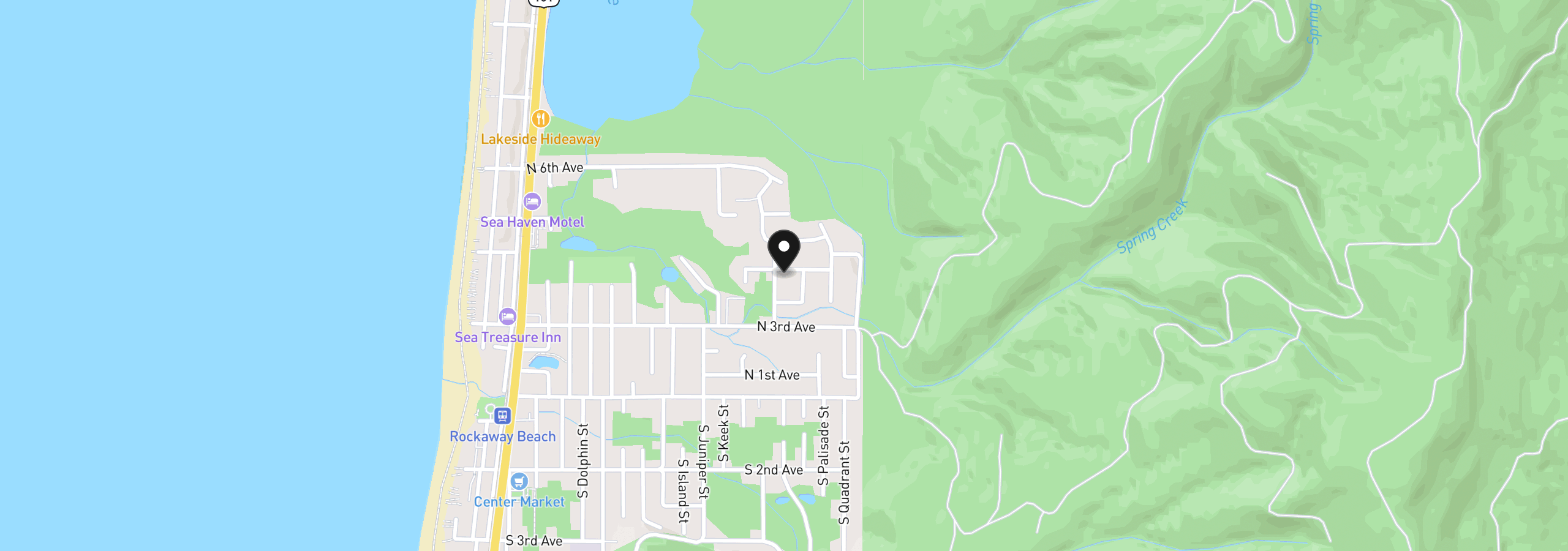 Map showing the location of 370 N Marine, Rockaway Beach, OR 97136