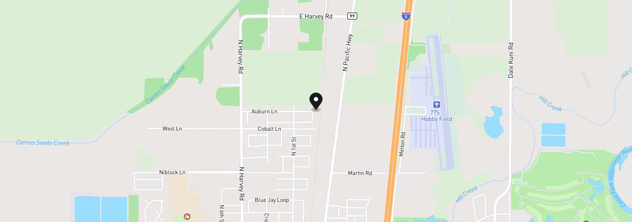Map showing the location of 64 Almond Way, Creswell, OR 97426