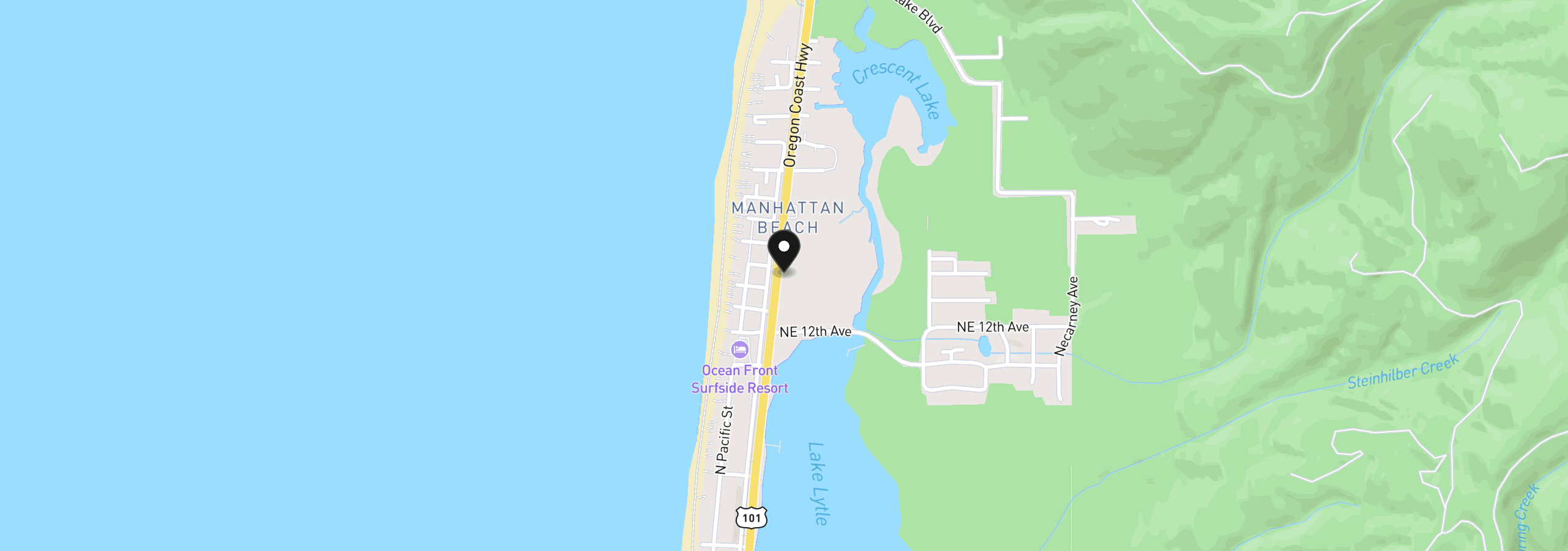 Map showing the location of 1420 Hwy 101 N, Rockaway Beach, OR 97136