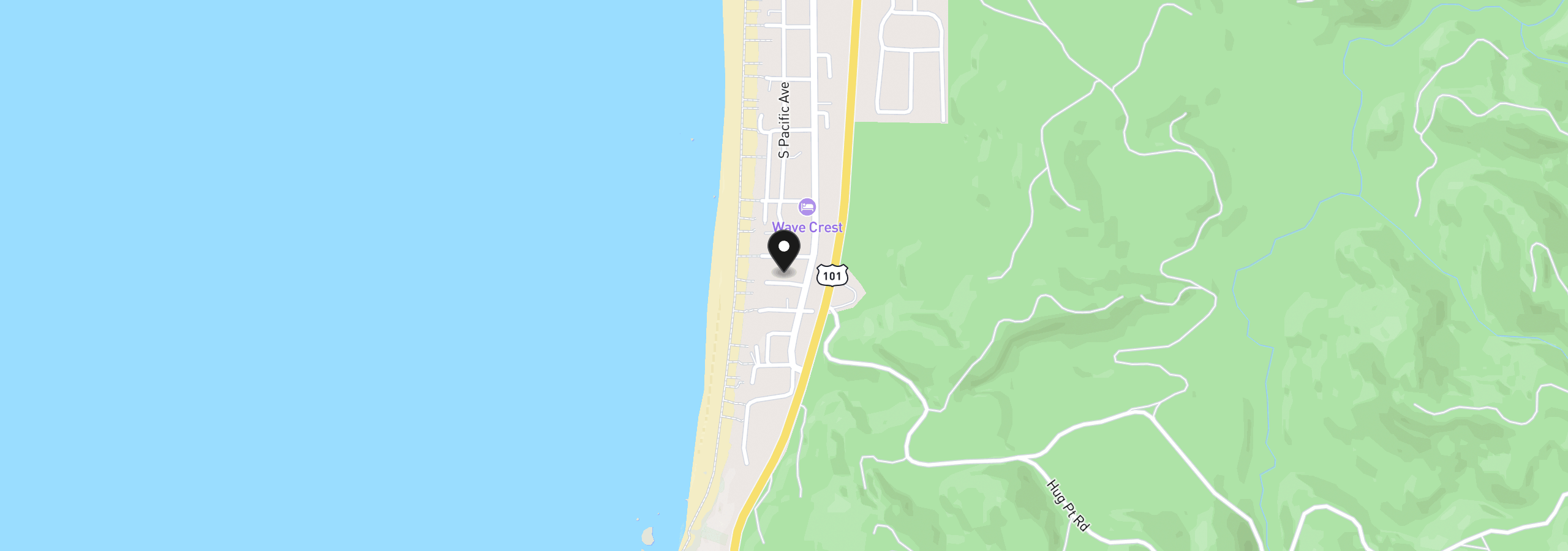 Map showing the location of 216 W Noatak St, Cannon Beach, OR 97110