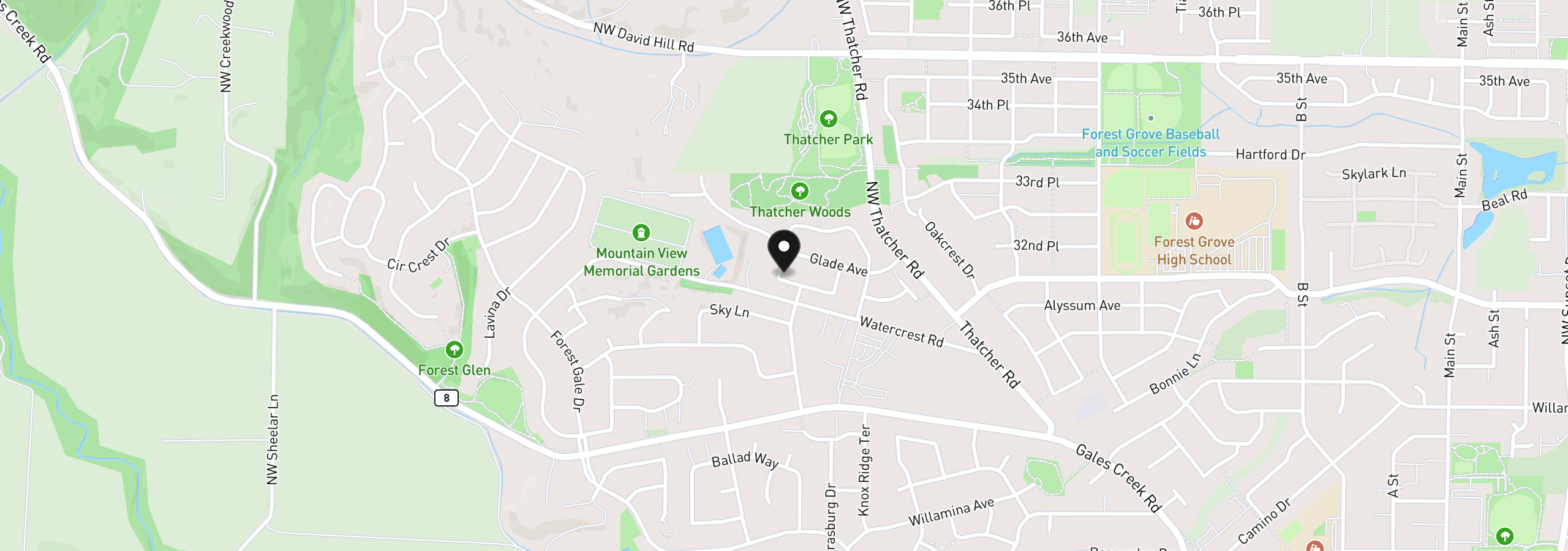Map showing the location of 3259 Misty Ln, Forest Grove, OR 97116