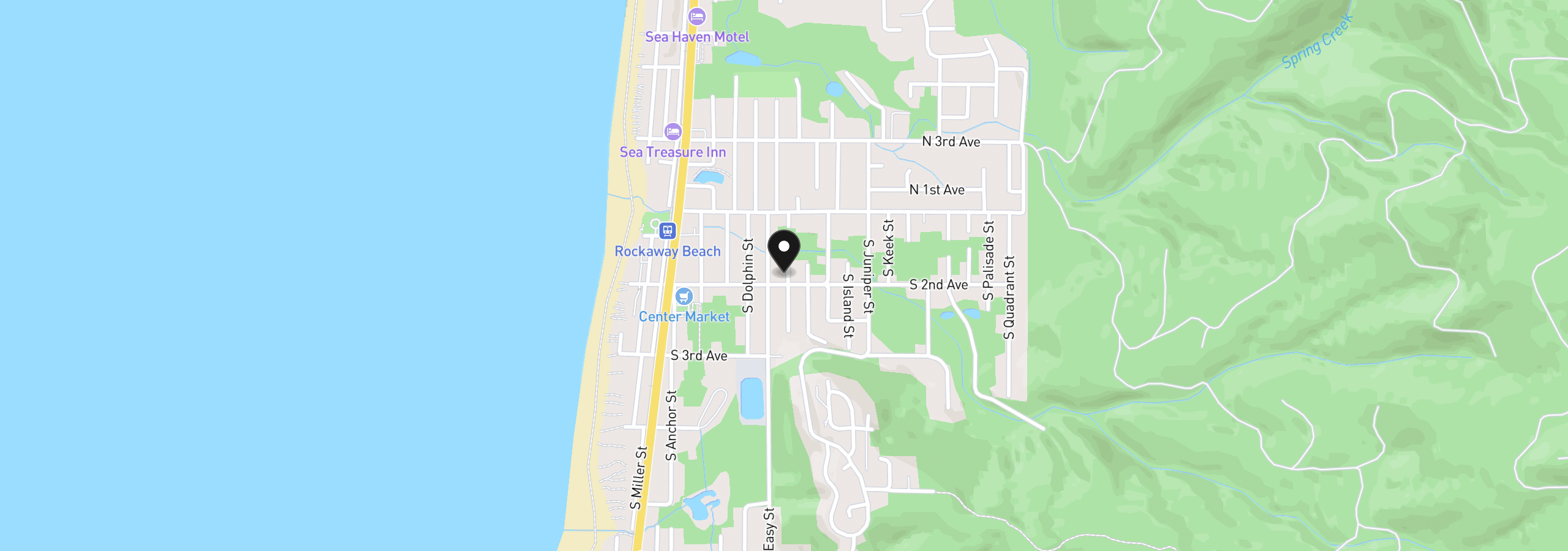 Map showing the location of 509 S 2nd, Rockaway Beach, OR 97136