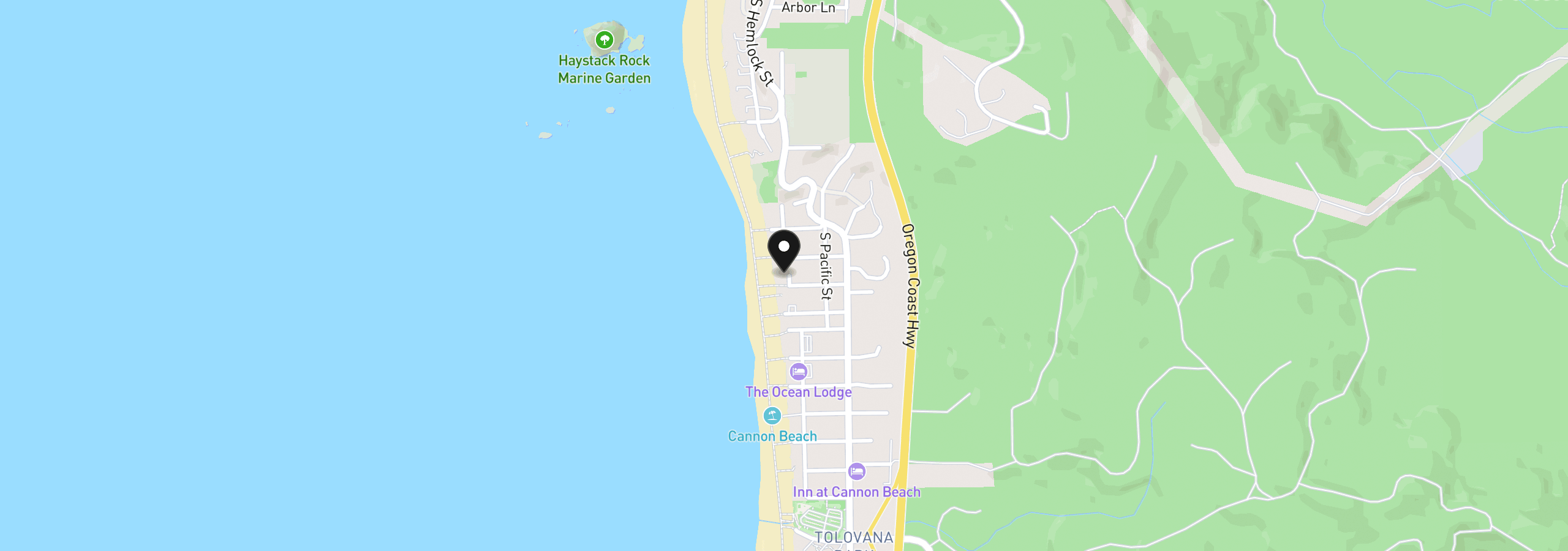 Map showing the location of 284 W Tanana Ave, Cannon Beach, OR 97110