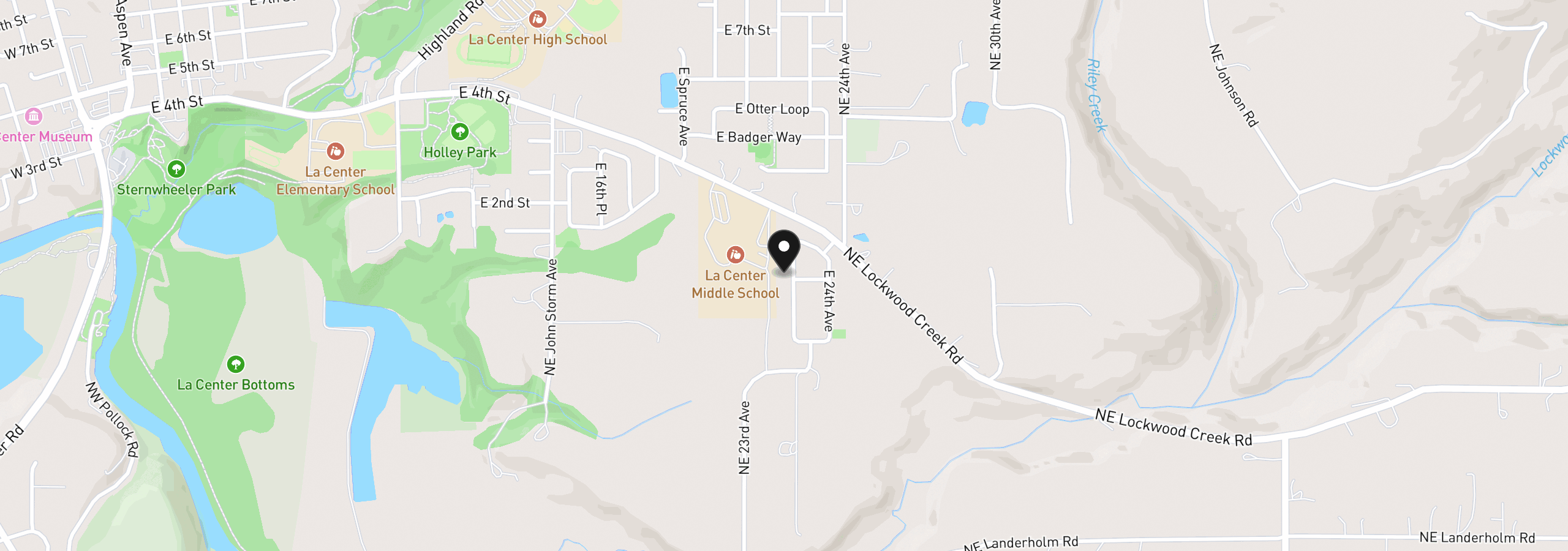 Map showing the location of 154 E Airedale Ave, La Center, Wa 98629