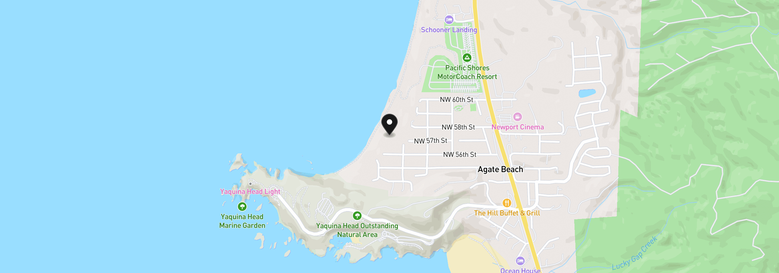 Map showing the location of 0 Forest St, Newport, OR 97365