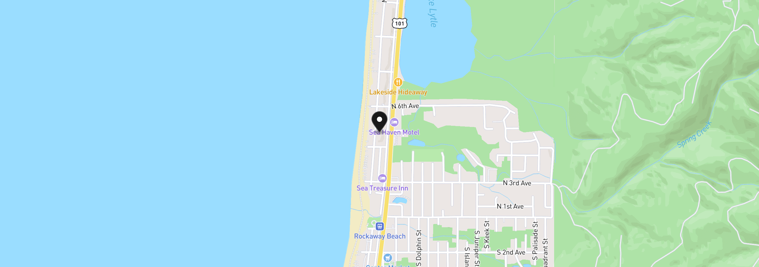 Map showing the location of 440 N Pacific, Rockaway Beach, OR 97136