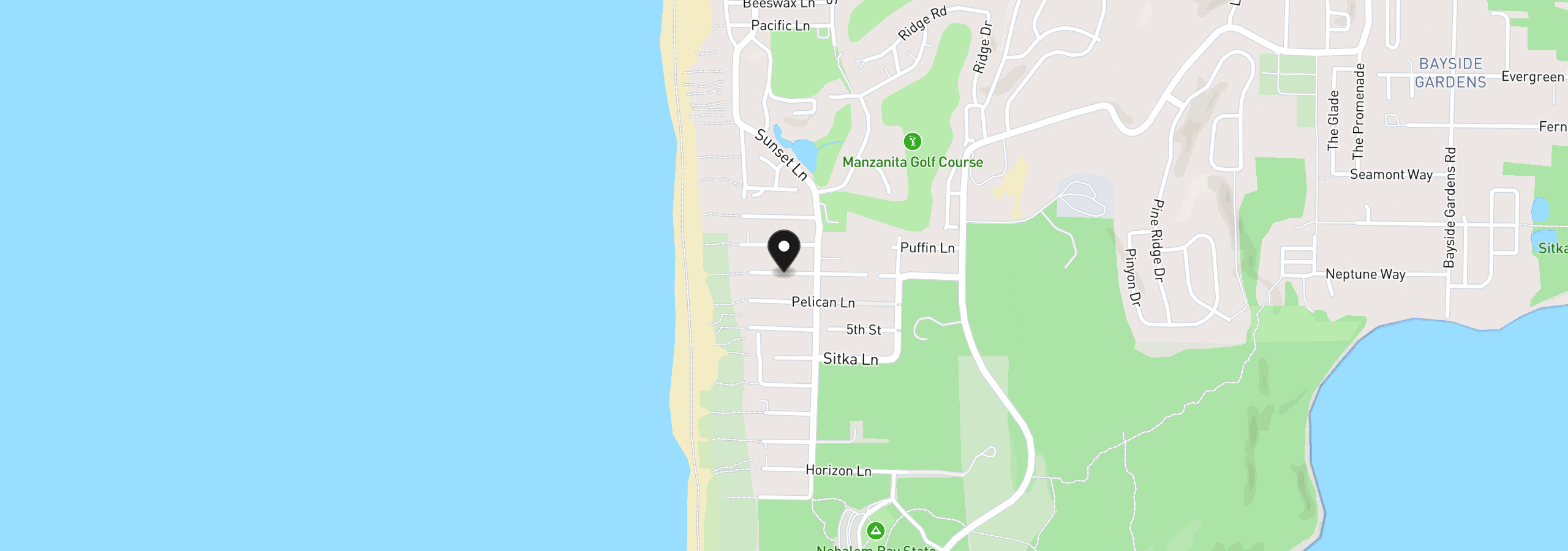 Map showing the location of 8936 Pelican Ln, Manzanita, OR 97130