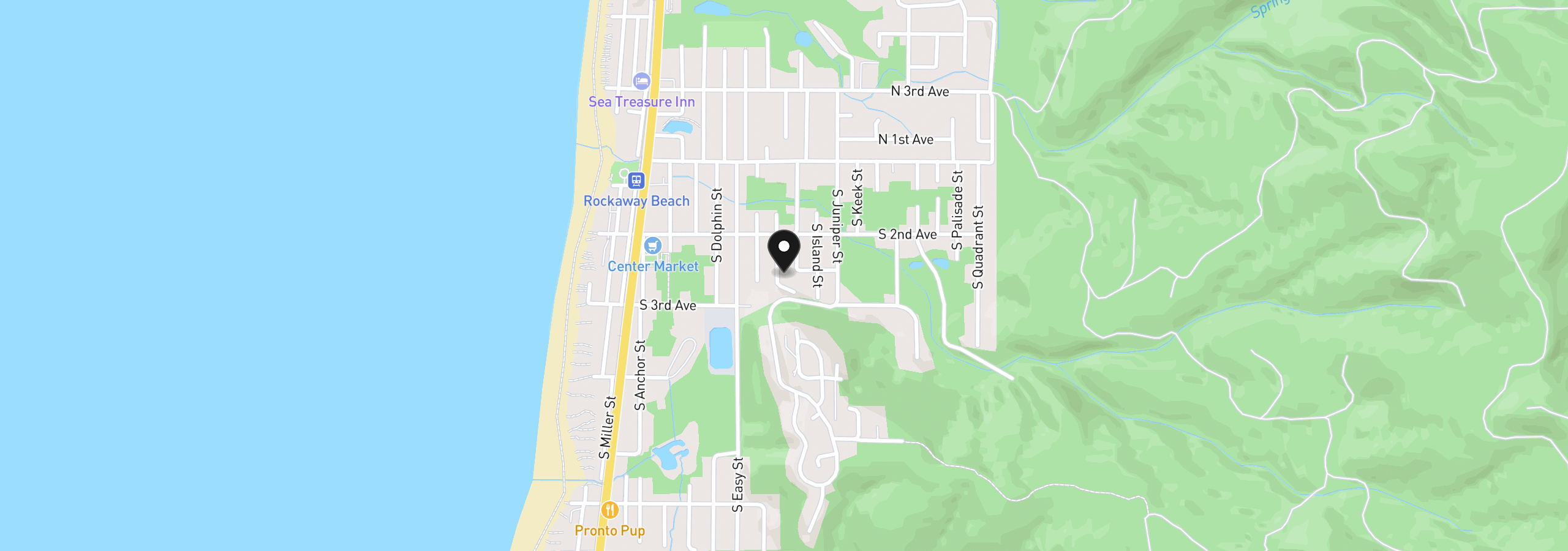 Map showing the location of 256 S Grayling St, Rockaway Beach, OR 97136