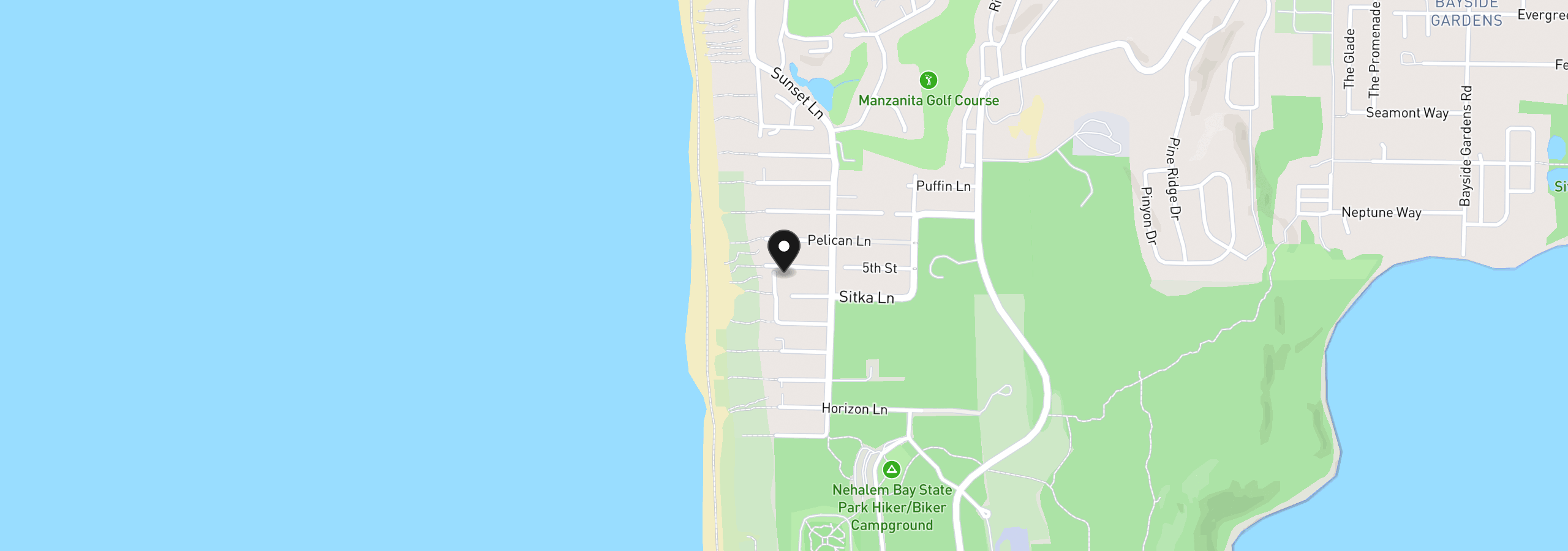 Map showing the location of 8845 Windward Ln, Manzanita, OR 97130