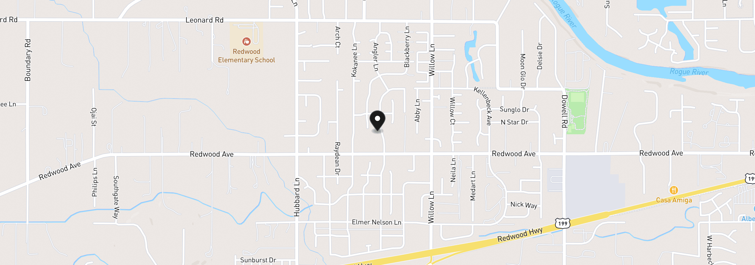 Map showing the location of 1440 George Tweed Blvd, Grants Pass, OR 97527