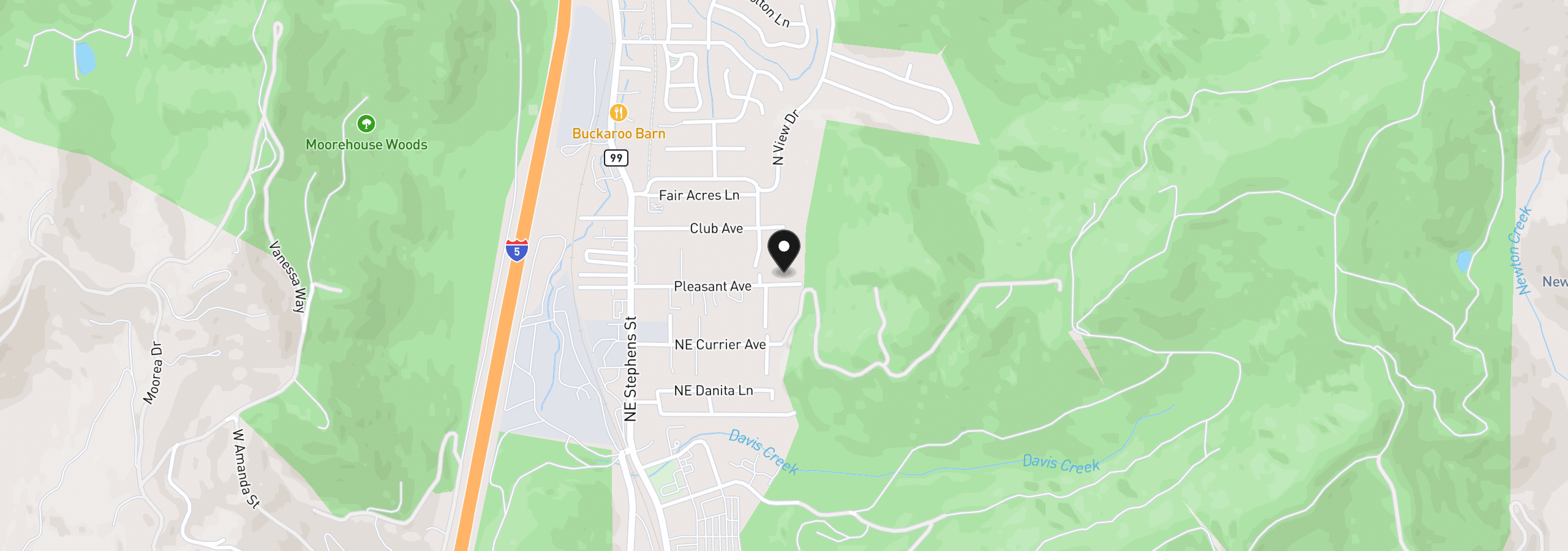 Map showing the location of 368 Pleasant Ave, Roseburg, OR 97470