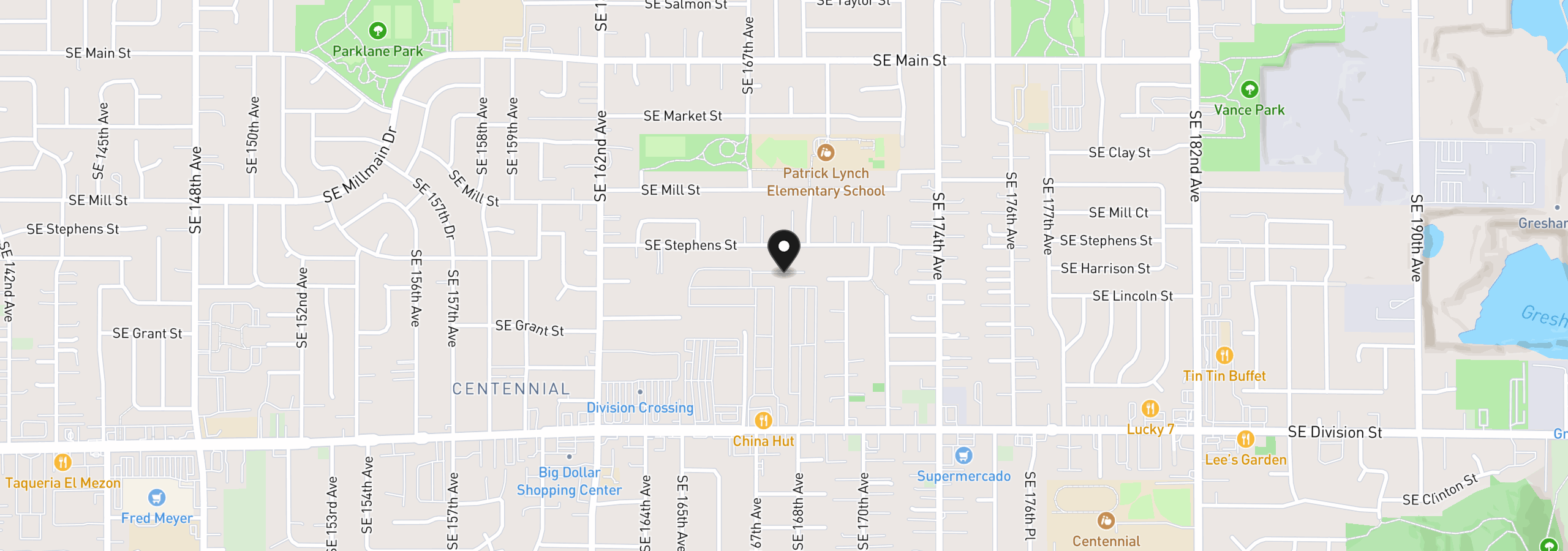 Map showing the location of 16745 SE Division St 282, Portland, OR 97236