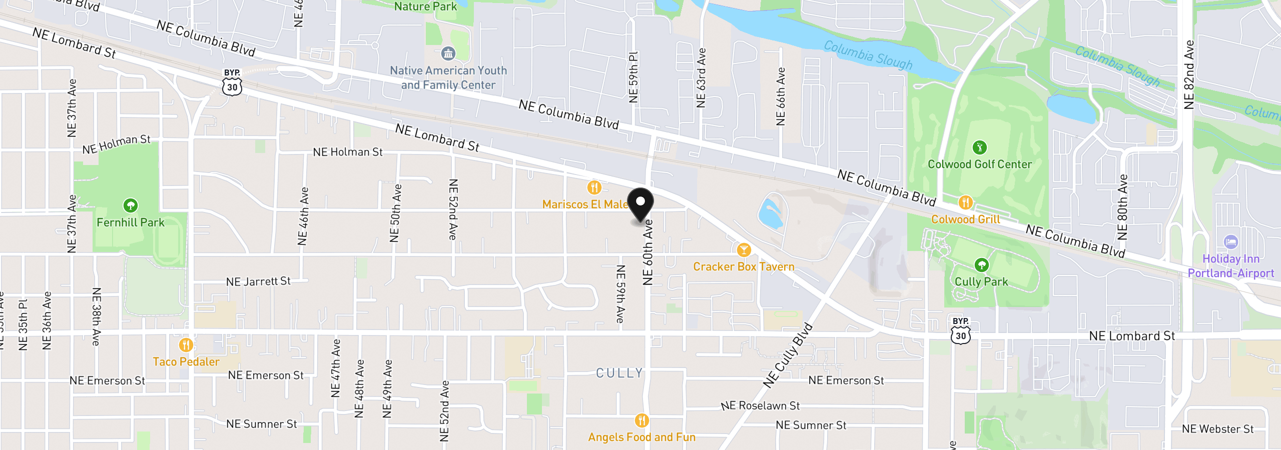 Map showing the location of 5947 NE 60th Ave, Portland, OR 97218