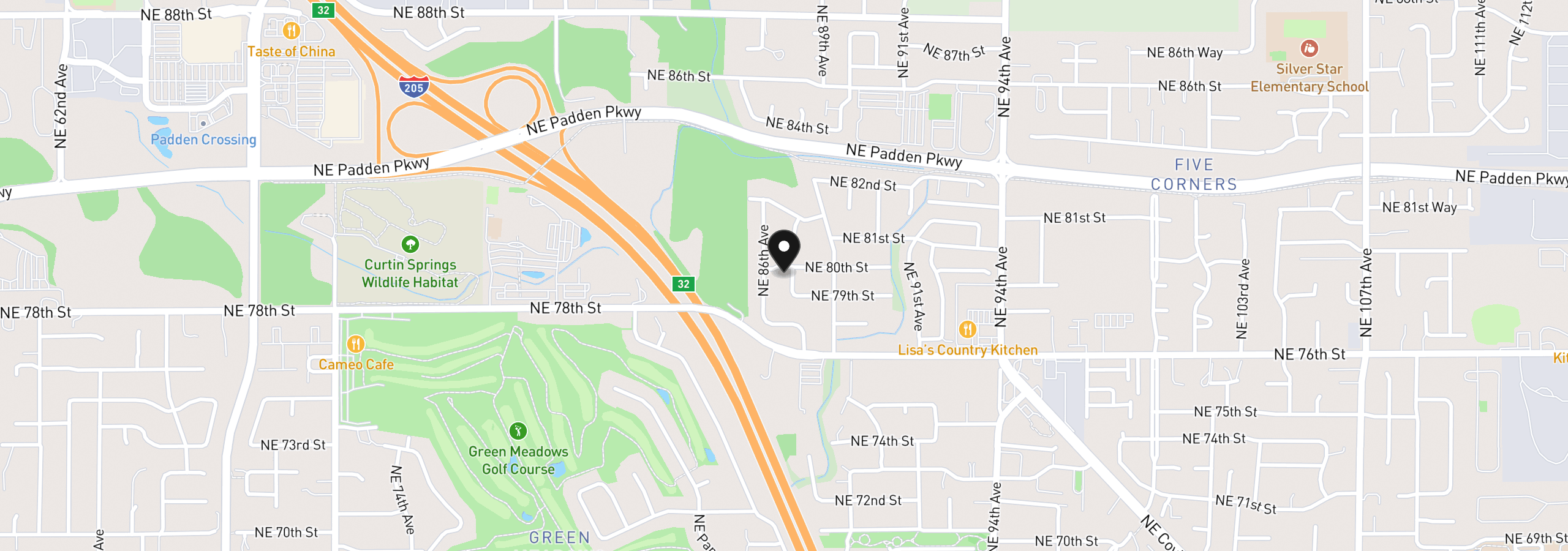 Map showing the location of 7900 NE 87th Ave, Vancouver, Wa 98662