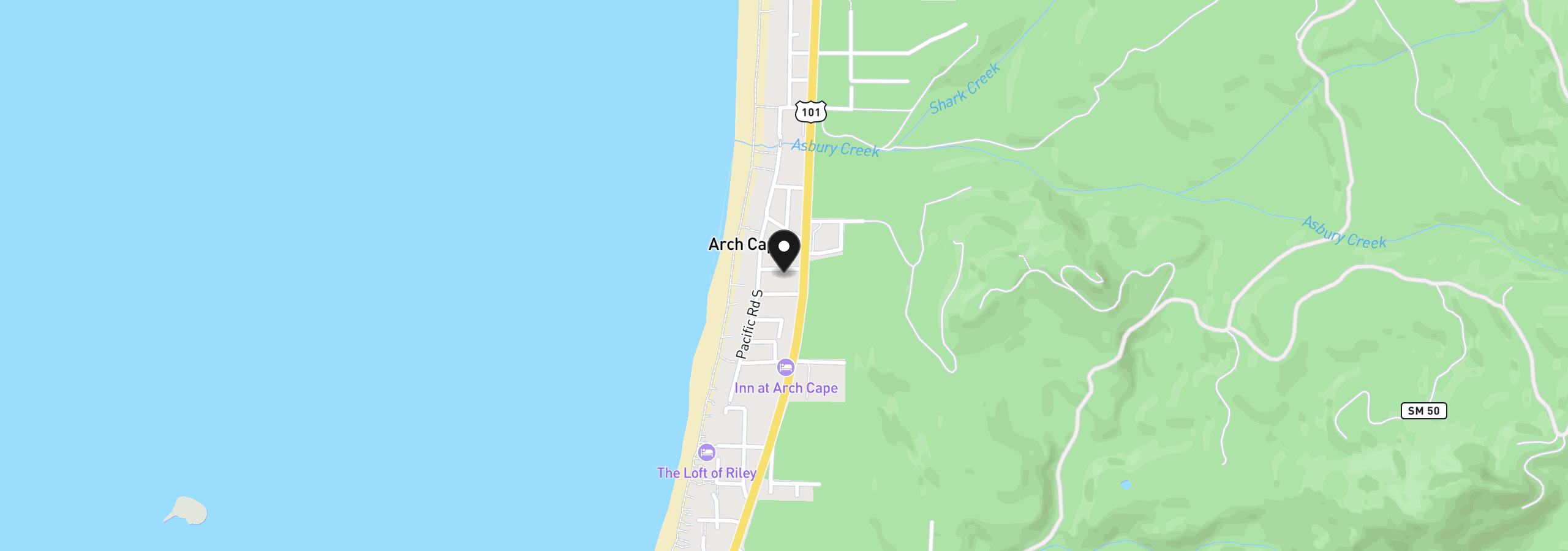 Map showing the location of 31960 Montbrecia Ln, Arch Cape, OR 97102