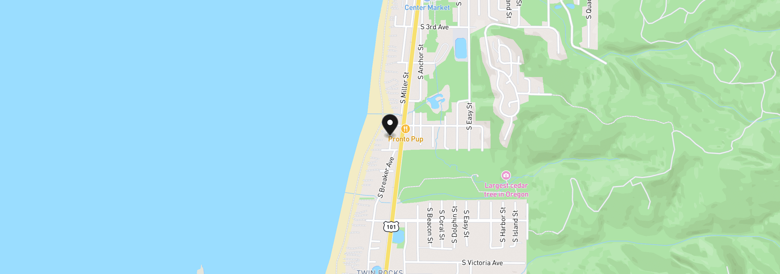 Map showing the location of 621 S Pacific St 7, Rockaway Beach, OR 97136