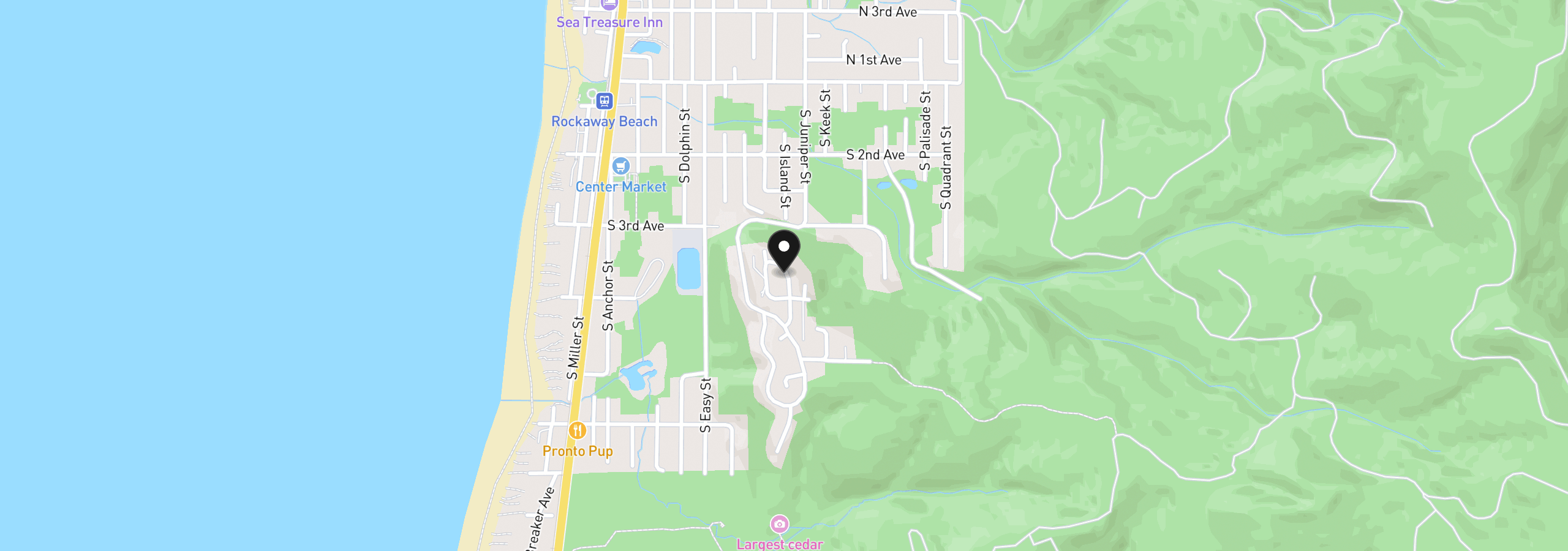 Map showing the location of North Slope Way, Rockaway Beach, OR 97136