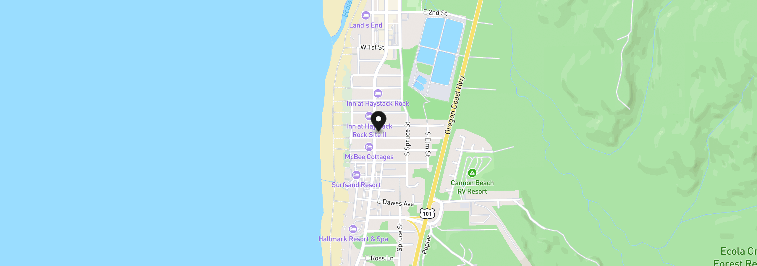 Map showing the location of 787 S Hemlock St, Cannon Beach, OR 97110
