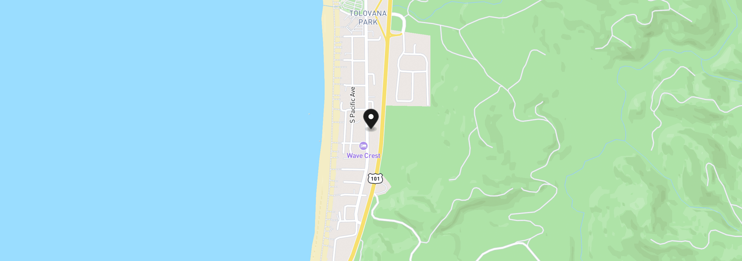 Map showing the location of S Hemlock St, Cannon Beach, OR 97110