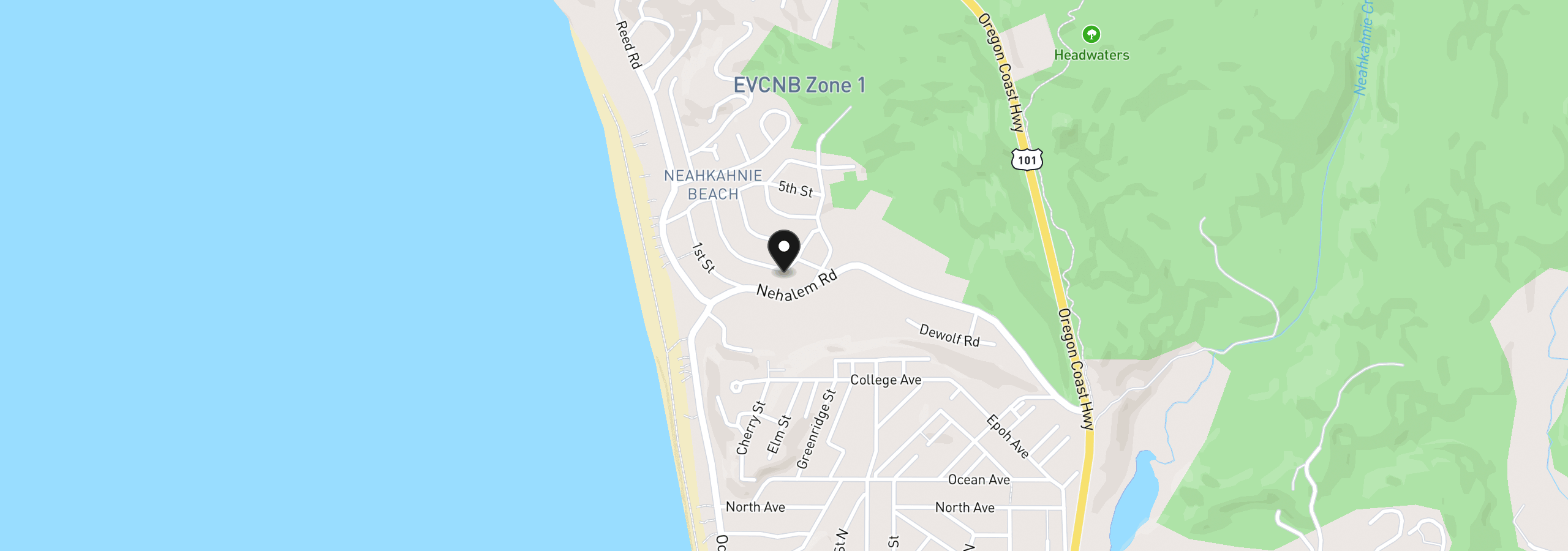 Map showing the location of 37240 N 2nd St, Manzanita, OR 97130