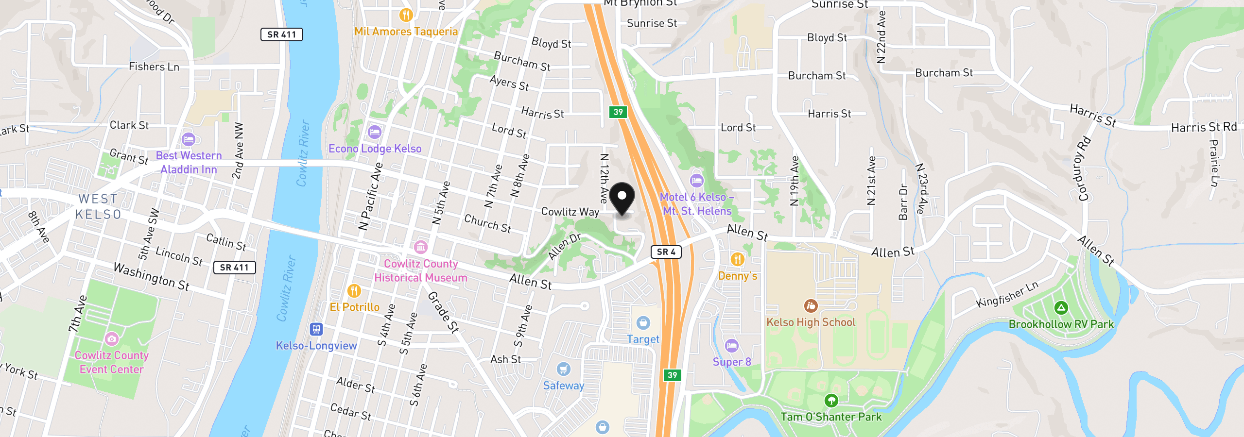 Map showing the location of 304 Holly St, Kelso, Wa 98626