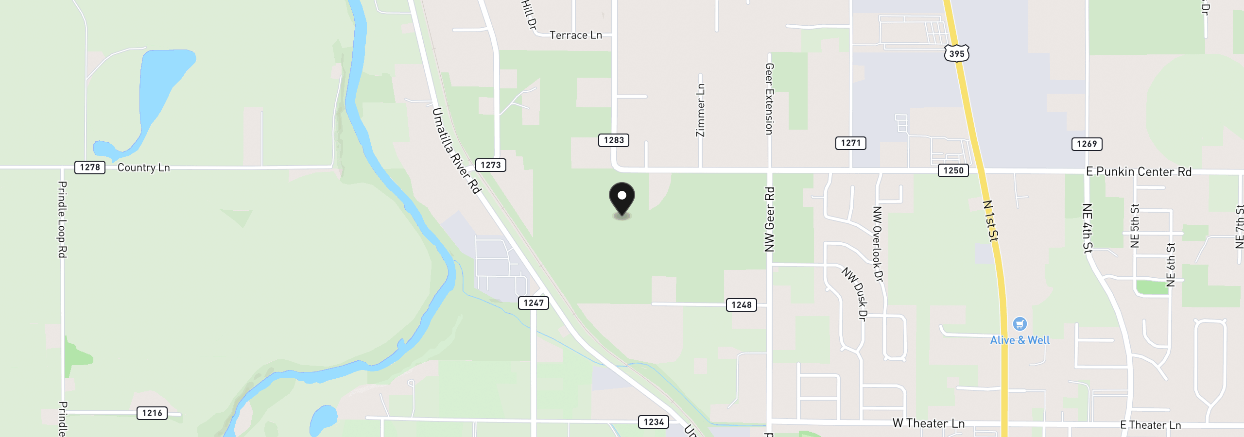 Map showing the location of W. Punkin Center Rd, Hermiston, OR 97838