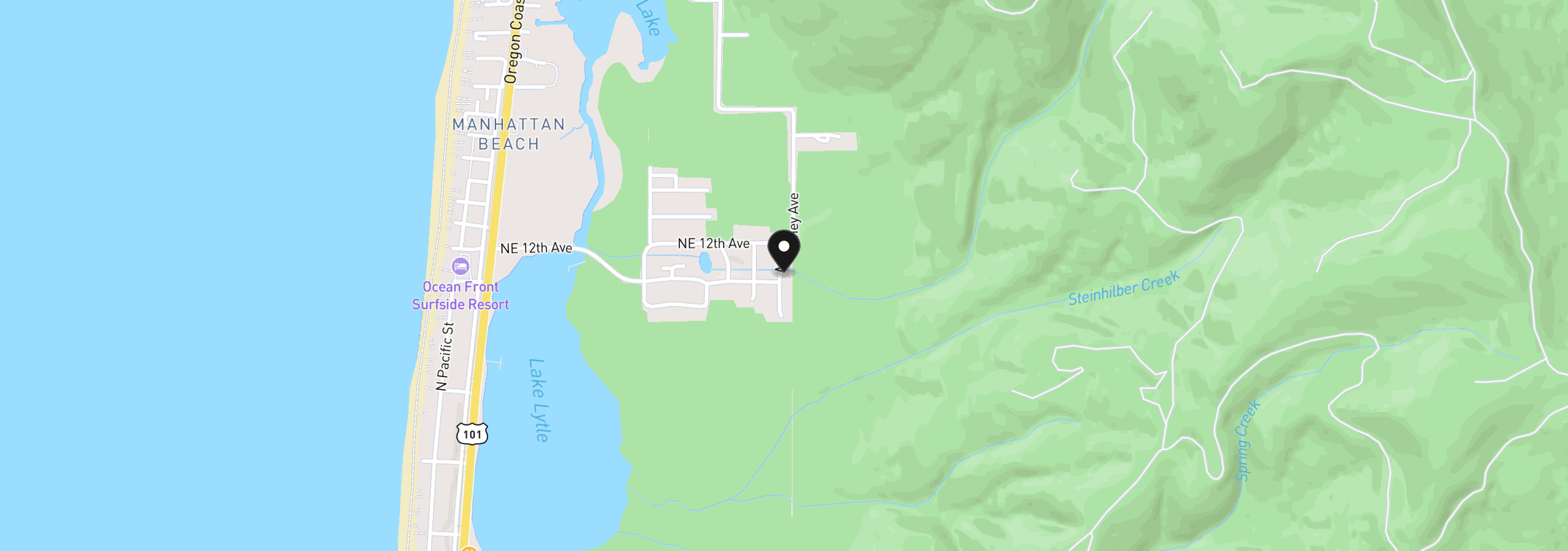 Map showing the location of 1100 Necarney Lot 3, Rockaway Beach, OR 97136