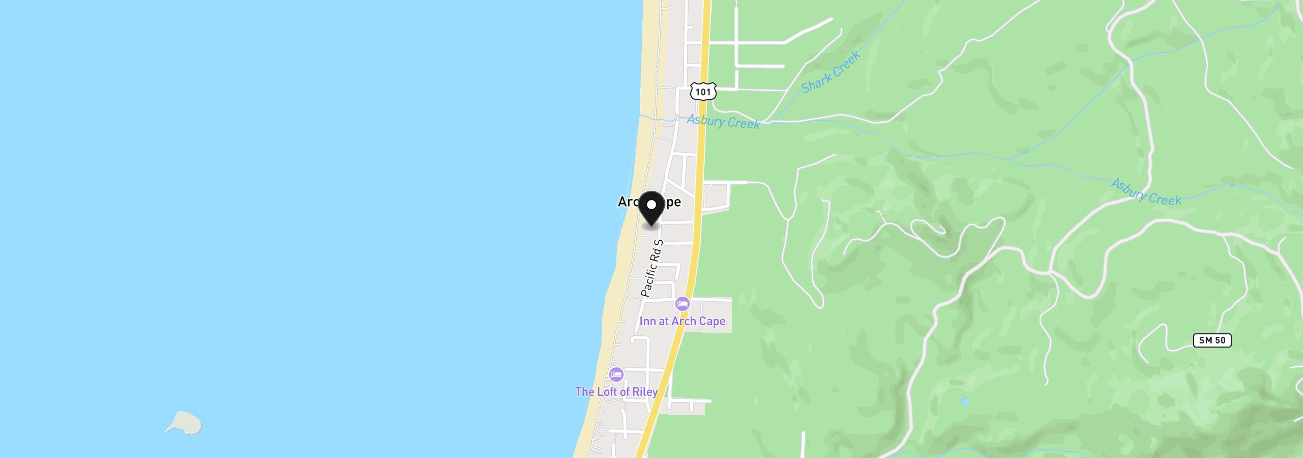 Map showing the location of 80090 Pacific Rd, Arch Cape, OR 97102